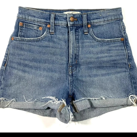 Madewell high rise denim shorts raw edge size 30 - Picture 3 of 14